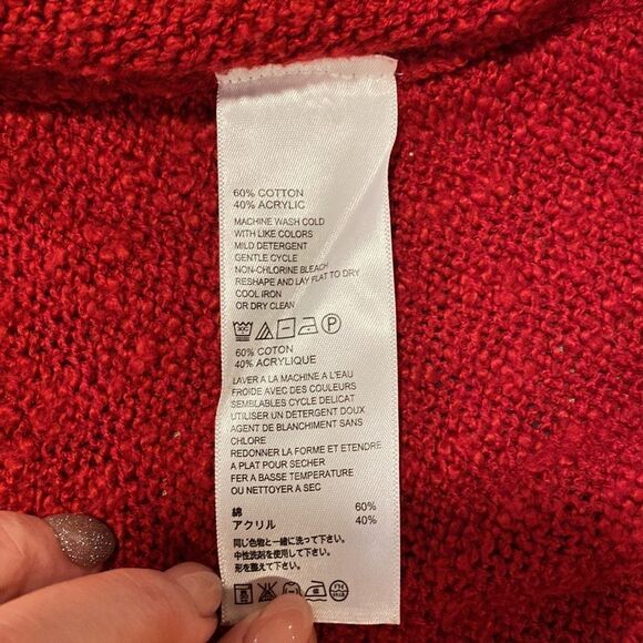 Tommy Bahama cotton blend red nubby v-neck pullover sweater size M - Picture 7 of 9